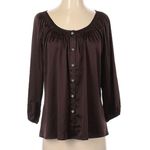 EXPRESS Brown Satin Ruched Blouse Photo 0