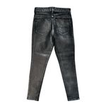 LOGO By Lori Goldstein New Metallic Foil Coated Skinny Jeans in Pewter | 0P Photo 1