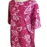 Vintage hot pink floral Hawaiian tunic Size M Photo 0