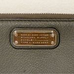 Marc by Marc Jacobs  Gray Leather Work Wear Gold Plaque Logo Zip Around Wristlet Photo 1