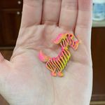 Vintage 60s Airbrush Neon Poodle Pin Brooch Pink Photo 2