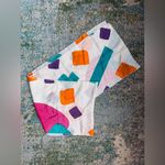 Vintage 80s Elissa bright abstract art silk long head neck scarf Pink Photo 1