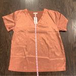 Ekouaer Elegant V-Neck Short Sleeve Top in Orange Photo 2