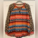 Fashion Express USA Women’s Serape Cheetah Medium Long Sleeve Shirt. 1979 Orange Photo 0