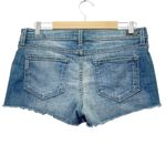 Paige Denim Jean Shorts Size 29 Blue Distressed Studded Raw Hem Paxton Stretch Photo 2