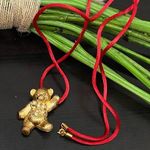 Vintage AVON Gold Teddy Bear with Rhinestones in Original Red Cord Necklace Photo 0