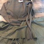 NWT Beautiful olive tunic hi low blouse ties QEW Green Size XS Photo 11