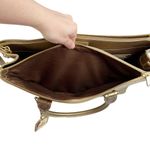 Lauren Ralph Lauren Newbury Metallic Gold Double Zip Satchel Tote Bag Purse Photo 7