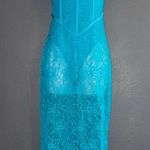 Meshki  New w Tags Mathilde Lace Corset Aquamarine Blue Formal Midi Dress XS Photo 6