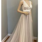 Hebeos wedding dress white lace and tool over champagne sz 2 Photo 4