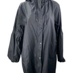 Jo Lab Women's Black Snap Button Long Sleeve Hooded Rain Coat Trench Jacket Sz M Size M Photo 0