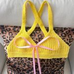 knit yellow bralette top cross back v neck Photo 1