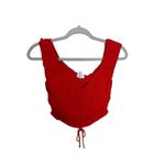 Japna  Red Ruched Drawstring Crop‎ Top Sleeveless Blouse Size S Photo 0