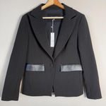 Drew NWT Midas Faux Leather Elbow Patch Blazer Jacket Women's Small Black Career Photo 3