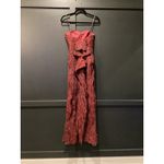 Phoebe Couture  strapless Maroon iridescent Crinkle ruched Evening Gown Size 2 Photo 8