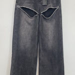 Forever 21 Forever 21 Black Women's High Rise Wide Leg Denim Rhinestone Jeans - Size 25 Photo 0