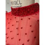 Vintage Red Ruffle & Crystal Embellished Long Sheer Dress Size Small Photo 4