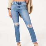 Good American  Good Classic Fray Hem Jeans Medium Wash Straight Leg Size 31 | 12 Photo 13