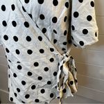 Gap  Cream and Black Wrap Polka Dot Blouse Linen Blend Photo 5