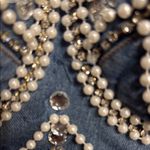 Kiwi Blue Denim Camisole with Pearl and Crystal Embellishments Size L Photo 1