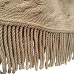 Lands' End Cable Knit Wool Poncho Women's S/M Beige Western Fringe Boho Hippie Photo 2