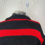 ZARA  Striped Sweater with Tulle Neck Red‎ Black Size Medium Photo 8