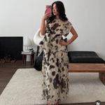 ZARA  dress voluminous maxi animal print kimono scarf layered casual boho Photo 2