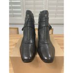 Linea Paolo Valona Ankle Boots Black Leather Size 7 NWOB Stack Heel Strappy Photo 5