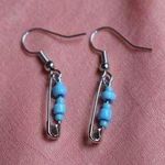 Handmade Safety Pin Earrings Blue Photo 1