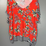 Venus Lascana for Red Tropical Print Casual Vacation Top - 1X - Womens Plus Size Photo 0