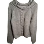 Cowl Neck Sweater Light Heather Gray Cable Knit Size M Photo 0