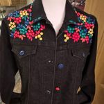 Diane Gilman embellished black denim jean jacket Photo 1