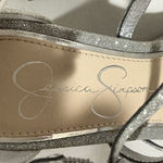 Jessica Simpson Woman’s 7m Silver Sparkly Strappy Open Toe Wedge Heel Sandal 706 Photo 6