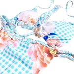 6 Shore Road  Bright Bikini by Pooja Beach triangle Peony Gingham blue S Domingo Photo 4