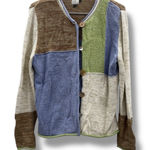 Icelandic Design Clare Patchwork Cardigan Women's Medium Button Knit Sweater Brown Photo 0