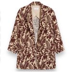 Mango MNG  NWT Women’s Tropical Linen Blend Boyfriend‎ Blazer Longline Brown XS Photo 0