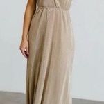 Baltic Born  Athena Pleated Maxi Dress Metallic Gold Long Gown Size XS Bridesmaid Photo 0