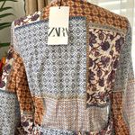 ZARA Belted Patchwork Cottagecore Printed Shirt Dress in Multicolor Photo 10