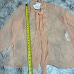 Massimo Dutti  Studio Sheer Blouse Pink peach size medium NWT Pussybow tie front Photo 4