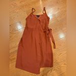 Mossimo Faux Wrap Midi Dress – Rust Terracotta – Size S Orange Photo 1