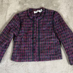 Renlyn Petite Plaid Wool Blend Jacket Career Wear Made in USA Size 8 Vintage Purple Photo 0