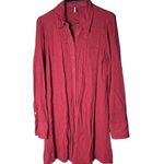 Free People  Red Polka Dot Button Dow Shirt Dress Size L Photo 0