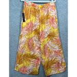 Tahari Womens Pants L Tropical Leaf Print 100% Linen Wide Leg Crop Photo 3