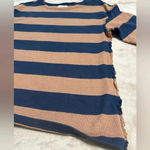 Madewell  Shirt Women’s Size Small Striped Blue Brown Frayed Sweater Photo 6