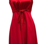 VTG CDC Caren Desirée Company Red Satin Mini Slip Dress Tie Waist Small Coquette Photo 0
