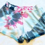 Lucy Tie Dye Terry Cloth Cotton Pull On Casual Shorts Colorful Medium Blue Photo 3