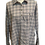 The North Face Women's X-large Blue White Plaid Four Button Long Sleeve Shirt Photo 0
