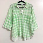 Urban Outfitters NWT Outfitter Out From Under Green White Checkered Button Front Shirt XS Photo 1