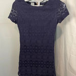 Lulus SZ small Navy Blue Floral Crochet Lace Short Sleeve Mini Dress Photo 0