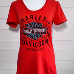 Harley Davidson Y2K BARNETT EL PASO TEXAS Flame Logo Shirt Top Orange Size S Photo 0